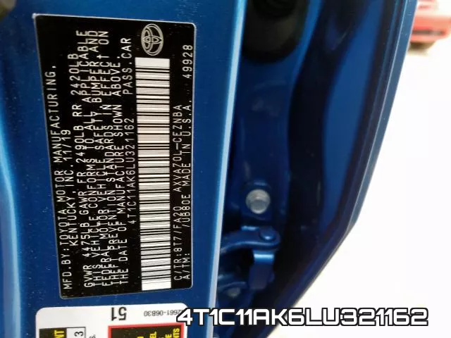 4T1C11AK6LU321162 фото 2