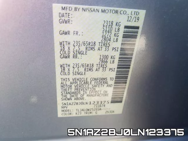 5N1AZ2BJ0LN123375 фото 2