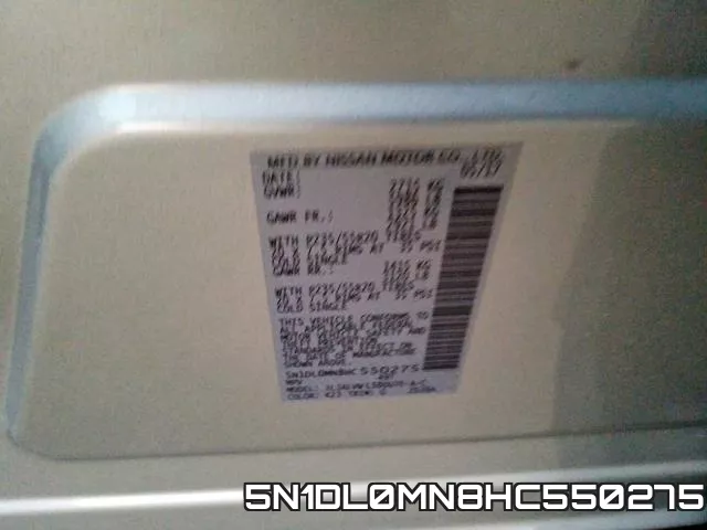 5N1DL0MN8HC550275 фото 2