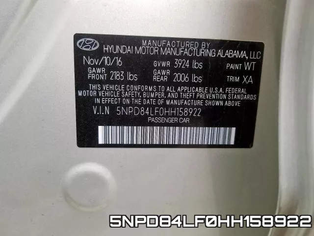 5NPD84LF0HH158922 фото 2