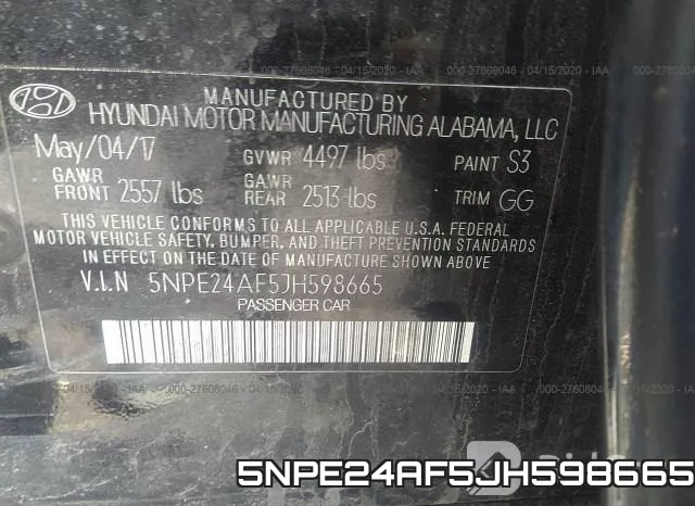 5NPE24AF5JH598665 фото 10