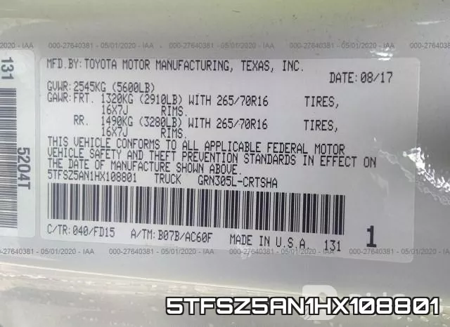 5TFSZ5AN1HX108801 фото 10