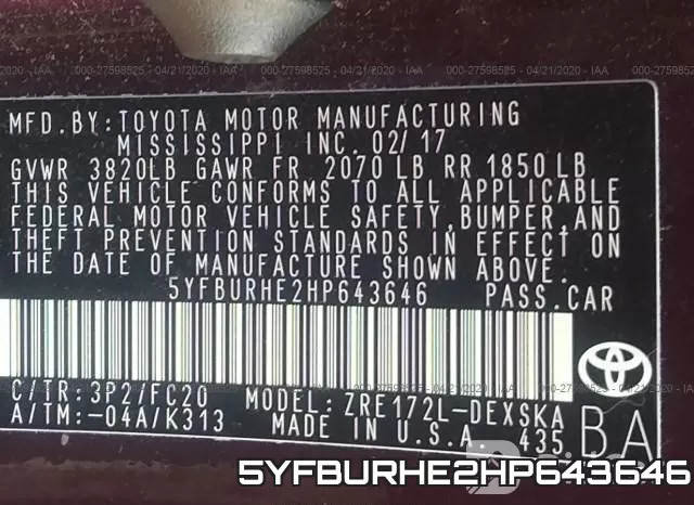 5YFBURHE2HP643646 фото 9