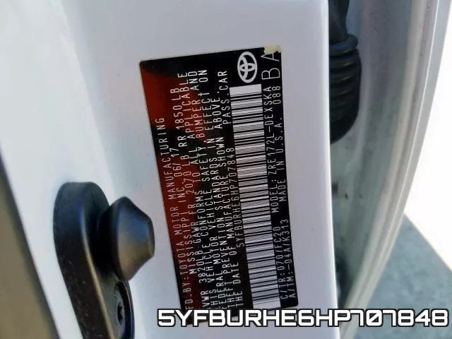 5YFBURHE6HP707848 фото 2