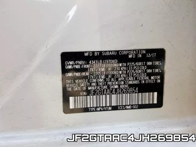 JF2GTAAC4JH269854 фото 2