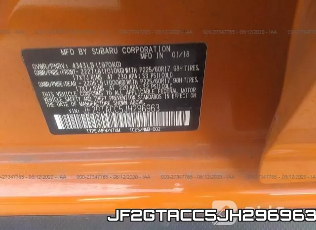 JF2GTACC5JH296963 фото 10