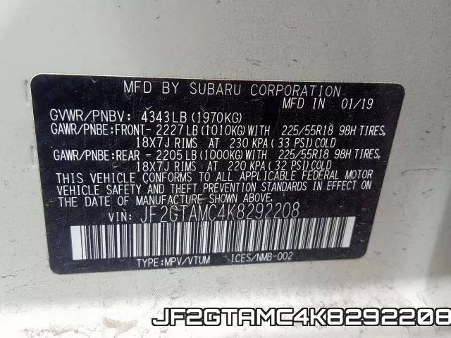 JF2GTAMC4K8292208 фото 2