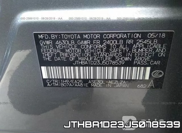 JTHBA1D23J5078539 фото 10