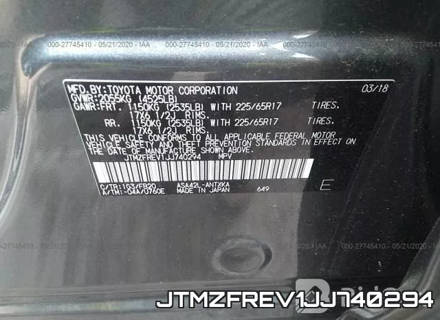 JTMZFREV1JJ740294 фото 10