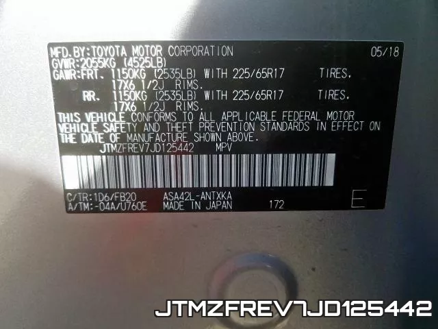 JTMZFREV7JD125442 фото 2