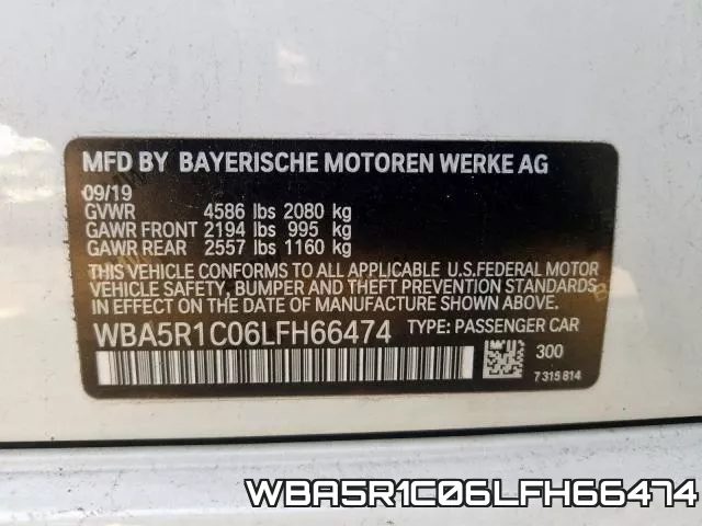 WBA5R1C06LFH66474 фото 2