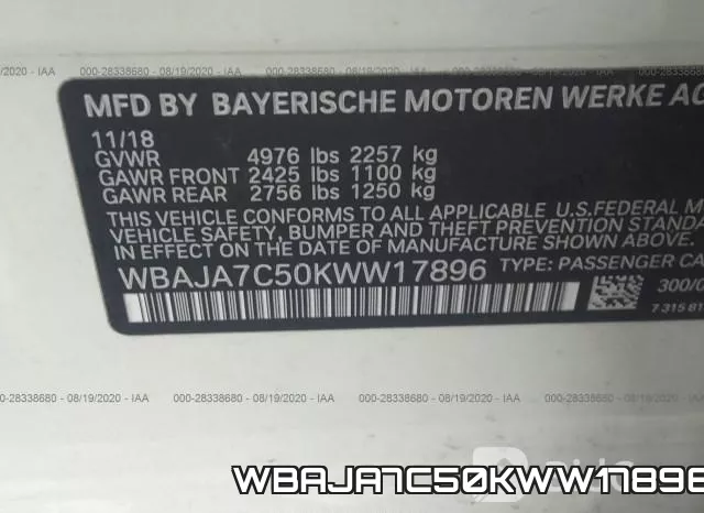 WBAJA7C50KWW17896 фото 10