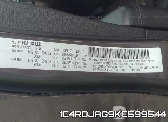1C4RDJAG9KC599544 фото 10