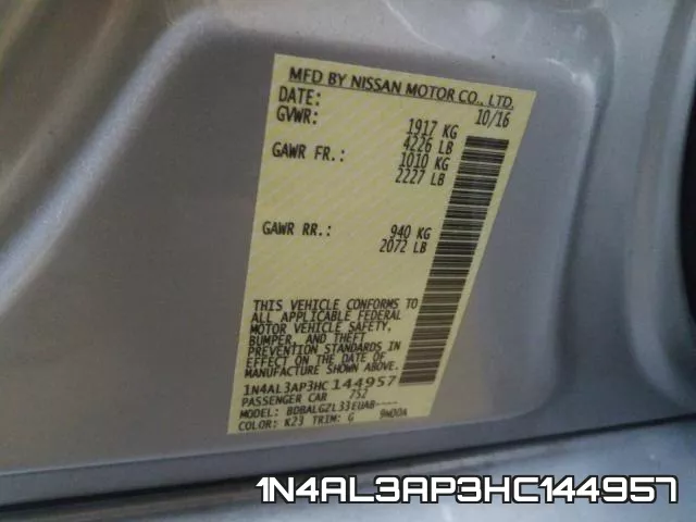 1N4AL3AP3HC144957 фото 2