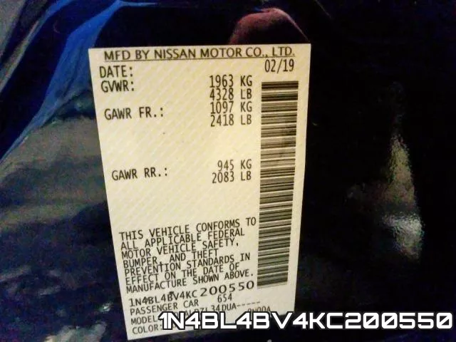 1N4BL4BV4KC200550 фото 2