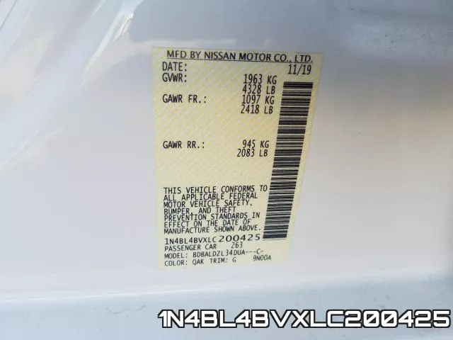 1N4BL4BVXLC200425 фото 2