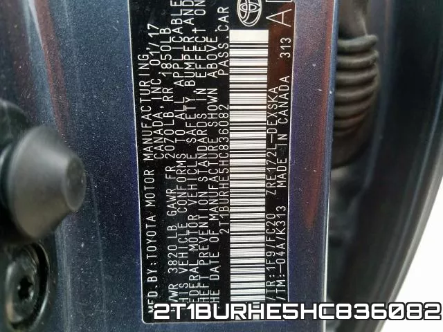 2T1BURHE5HC836082 фото 2