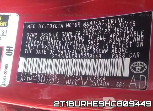 2T1BURHE9HC809449 фото 10