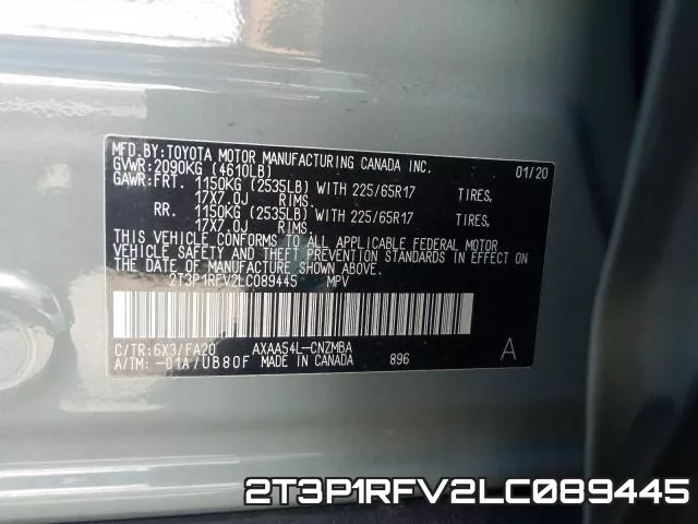 2T3P1RFV2LC089445 фото 2