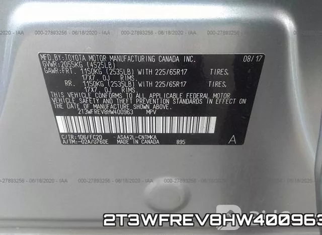 2T3WFREV8HW400963 фото 10