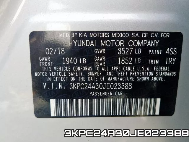 3KPC24A30JE023388 фото 2
