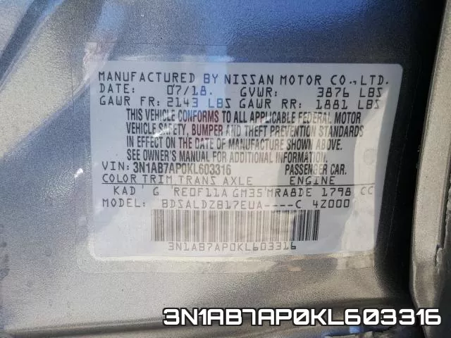 3N1AB7AP0KL603316 фото 2