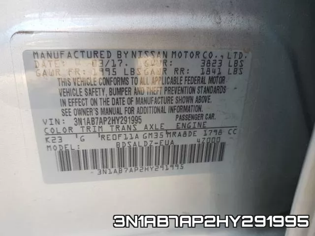 3N1AB7AP2HY291995 фото 2