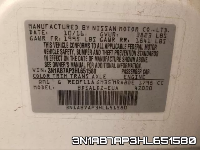 3N1AB7AP3HL651580 фото 2