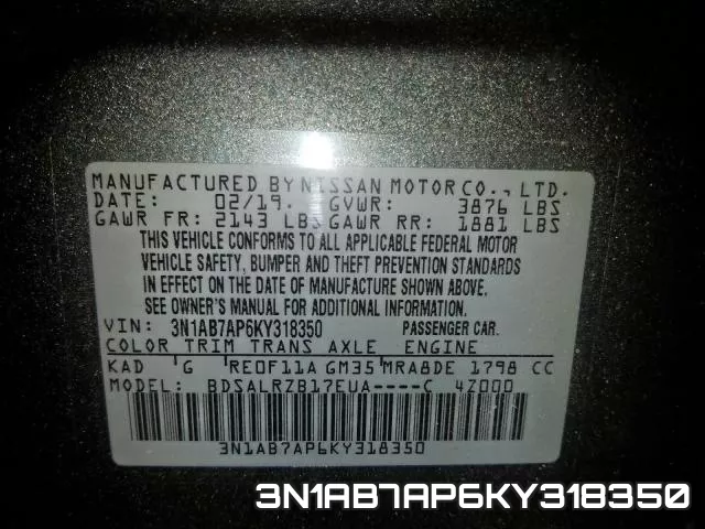 3N1AB7AP6KY318350 фото 2