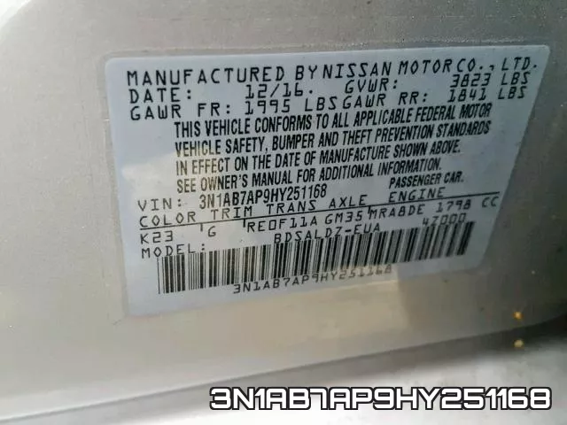 3N1AB7AP9HY251168 фото 2