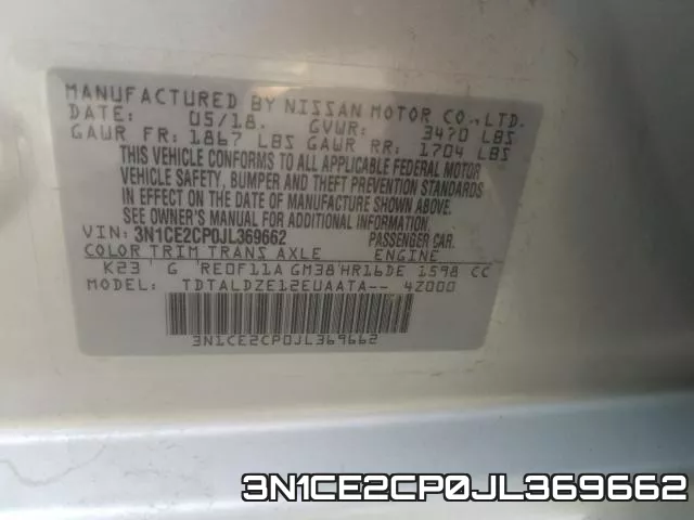 3N1CE2CP0JL369662 фото 2