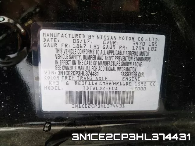 3N1CE2CP3HL374431 фото 2