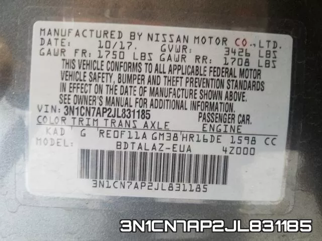 3N1CN7AP2JL831185 фото 2