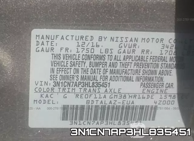 3N1CN7AP3HL835451 фото 10