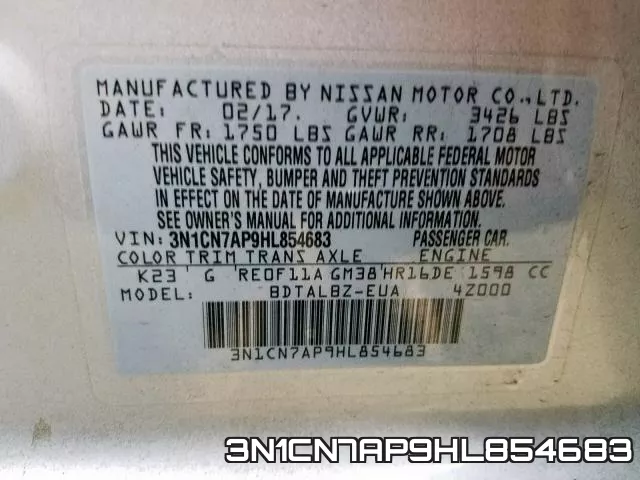 3N1CN7AP9HL854683 фото 2