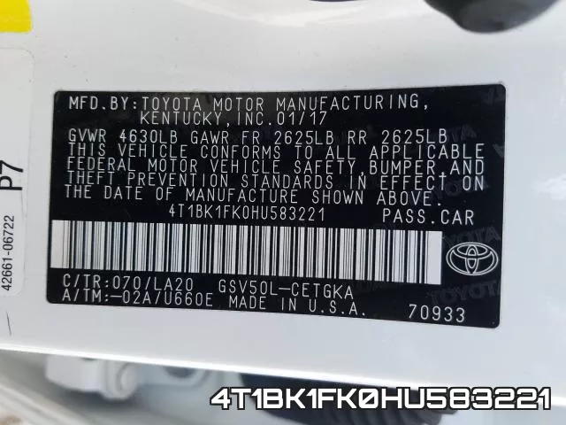 4T1BK1FK0HU583221 фото 2