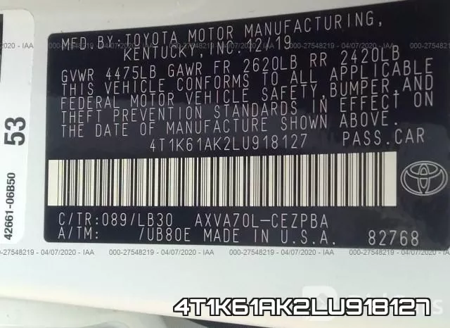 4T1K61AK2LU918127 фото 10