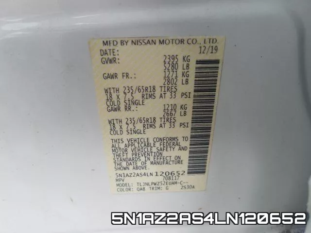 5N1AZ2AS4LN120652 фото 2