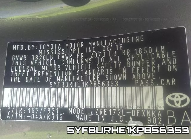 5YFBURHE1KP856353 фото 10