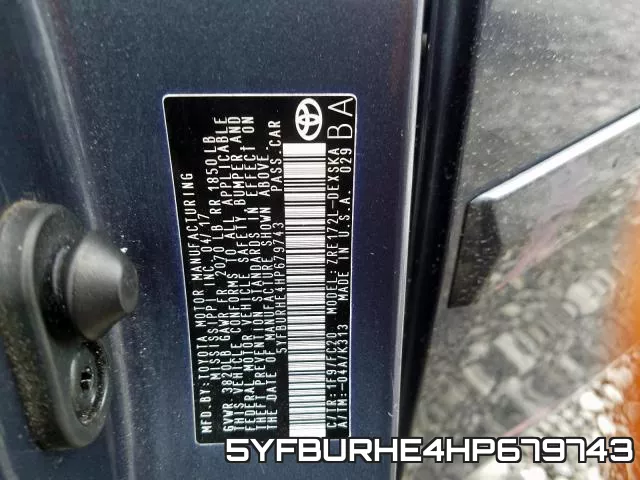 5YFBURHE4HP679743 фото 2