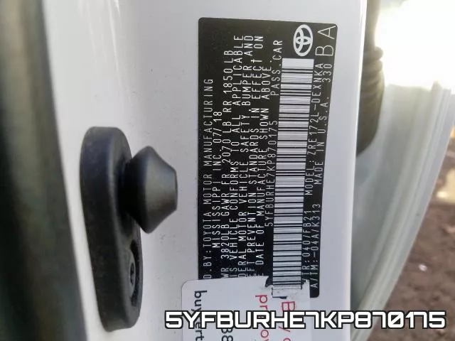 5YFBURHE7KP870175 фото 2