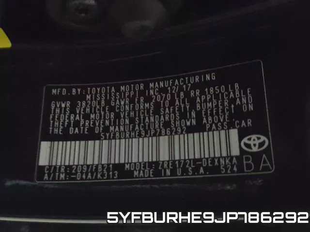 5YFBURHE9JP786292 фото 2