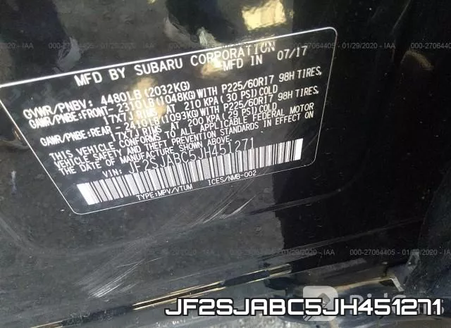 JF2SJABC5JH451271 фото 10