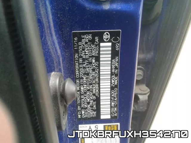 JTDKBRFUXH3542170 фото 2