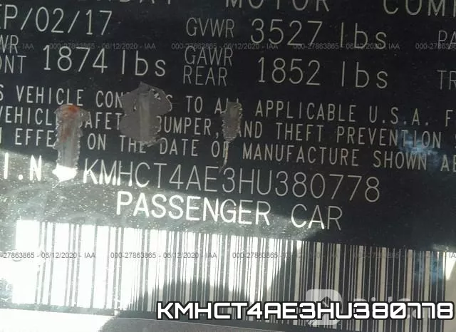 KMHCT4AE3HU380778 фото 10