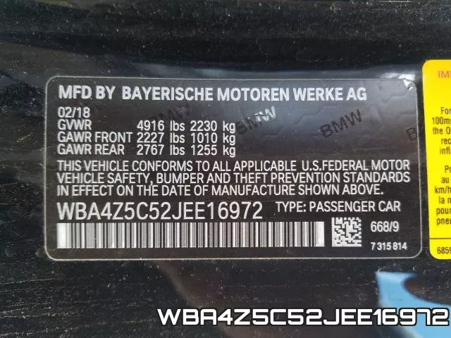 WBA4Z5C52JEE16972 фото 2