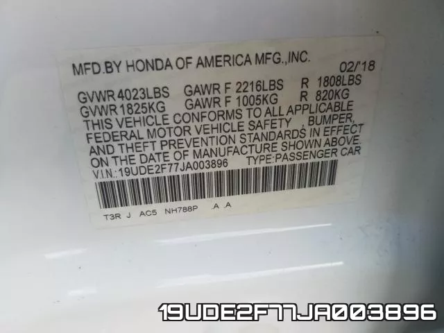 19UDE2F77JA003896 фото 2