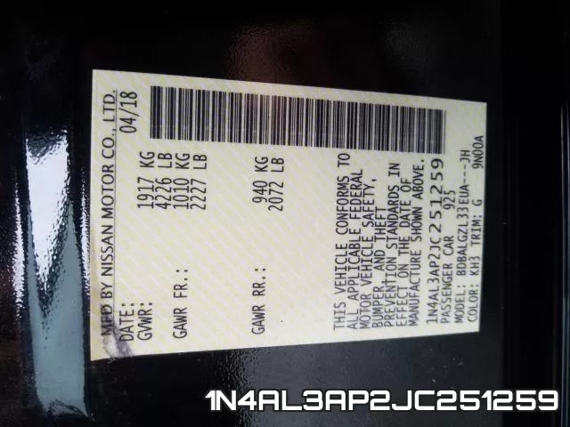 1N4AL3AP2JC251259 фото 2