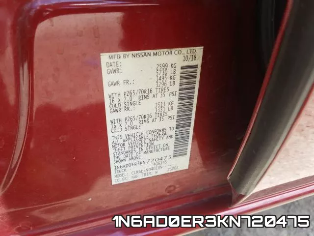 1N6AD0ER3KN720475 фото 2