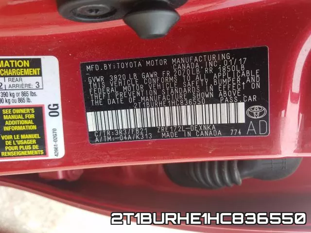 2T1BURHE1HC836550 фото 2